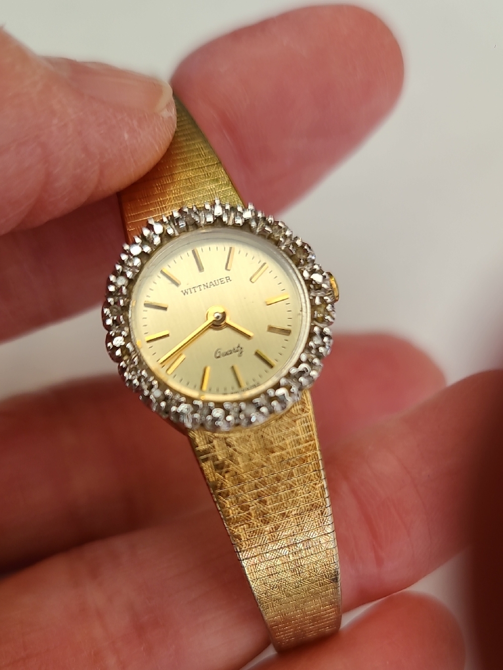 Gold-Tone Wittnauer Ladies Quartz Watch with Crystal Accent